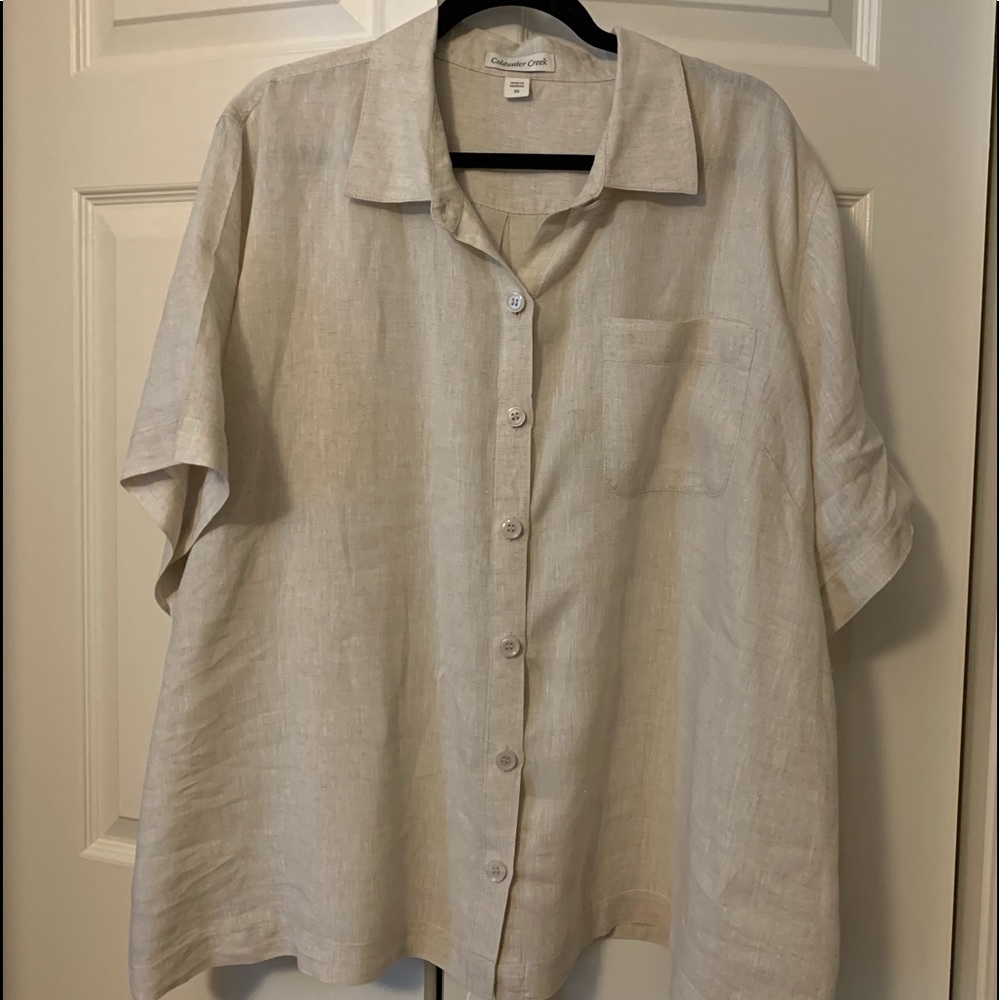 Coldwater Creek 3X Linen Camp Shirt